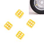 4 Pcs Plastic Plated Dice Shape Universal Tire Valve Stem Cap Yellow