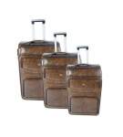 Smte Acesa Elite Luggage Set Of 3 Pu Leather Travel Suitcase Set Brown With Keychain