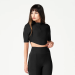 Ladies Code Ribbed Crop Top Black - Black XL F