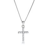 Sterling Silver Cubic Zirconia Cross Pendant Necklace