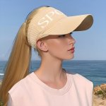 Women's Polyester Elastic Visor Hat With Extended Brim Uv Protection Breathable Adjustable Summer Outdoor Sports Cap Ideal For G