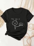 Women's Casual Printed T-Shirt "plz Use It" Graphic Short Sleeve Round Neck Soft Top For Everyday Wear