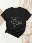 Women's Casual Printed T-Shirt "PLZ USE IT" Graphic Short Sleeve Round Neck Soft Top For Everyday Wear