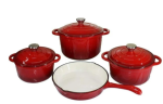 Cast Iron Pot Set 7 Piece Red