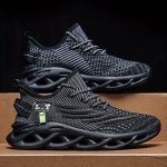 Men's Knit Breathable Lace Up Running Shoes Lightweight Comfy Sneaker Spring And Summer