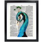 Susie Arts 8X10 Unframed Peacock Illustration Upcycled Vintage Dictionary Art Print Book Art Print Home Decor Wall Art V009
