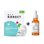 La Roche-posay Vitamin C12 30ML + Triglowfusion Bio Collagen Face Mask + Free Neck Mask 2-PIECE Treatment Set Bundle