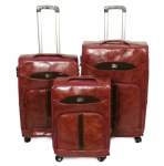 Smte Mooistar Set Of 3 Pu Leather Travel Suitcases Luggage 282423INCH-RED With Keychain
