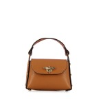 Top Handle Bag With Gold Bee Detail -tan