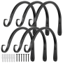 Black Curved Plant Hanging Hooks For Bird Feeders Flower Baskets