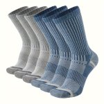 6 Pairs Of Men's Anti Odor & Sweat Absorption Knitted Plus Size Crew Socks Comfy & Breathable Elastic Sport Socks For All Season