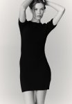 Rib-knit Bodycon Dress - Black
