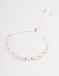 Silver Plated Freshwater Pearl Ball Toggle Bracelet