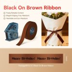 NB729 - - N1 - Satin Ribbon Set Package - 14MMX5.1M - Black On Brown