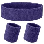 Yolev 3PIECES Sweatband Set Sports Headband And Wristbands Set Of 1 Headband And 2 Wristbands For Athletic Men And Women Black A