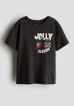 Printed T-Shirt - Black & Jolly Season