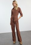 Belted Long Jumpsuit - Brown