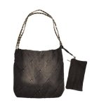 Diamond Patch Denim Bag - Black Free