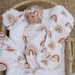 Wrap Set Swaddle Set Boho Dot Rainbow Sage Rust And Beiges Set