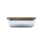 Rectangular Glass Lunch Box With Wooden Lid 580ML