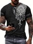 Men's 3D Fenrir Wolf Print T-Shirt Black Ethnic Style Casual Streetwear Tee Summer Comfort Fit Top