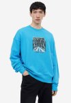 Relaxed Fit Printed Sweatshirt - Blue