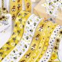 1 Roll 10Y/R 3M Bee Grosgrain Ribbon Bee Day Decorative Ribbon Flower Honey Bee Striped Dot Yellow Ribbon For Gift Wrapping For Diy Crafts Gift