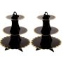 2PCS Cupcake Stands Display Dessert Three-layer Tray-black