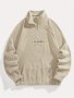 Men's Stylish Loose Flags Pattern Sweatshirt Casual Breathable Half Zipper Stand Collar Long Sleeve Top For City Walk Street Hanging Outdoor Activities