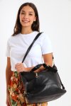 Ladies Sotto Faux Leather Mama Handbag With Multiple Compartments In Black