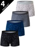 4PCS Men's Fashion Pattern Print Boxer Briefs Antibacterial Crotch Mid-waist Breathable Comfy Boxer Trunks Elastic Sports Shorts