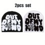 2pcs 'Out Of My Mind' Hip Hop Beanie - Y2K Fashion Knit Hat Warm & Stylish For Men & Women