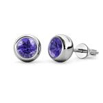 DESTINY Moon February amethyst Birthstone Earrings With Swarovski Crystals In A Macaroon Case