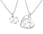 C707-C36226 - 925 Sterling Silver Heart Puzzle Piece Necklace Set