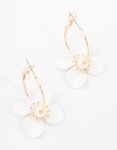 Goldair Gold Pearl Flower Hoop Earrings