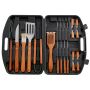 18 Piece Deluxe Wood-handled Bbq / Braai Tool Set In Carry Case