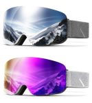 Qally Ski Goggles For Men Women Snow Goggles Anti Fog Snowboard Goggles With 100% Uv Protection White Frame Silver Lens white Pu