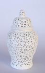 White Lattice Temple Jar 42X23CM