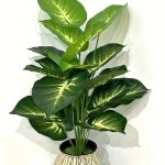Large Artificial Tropical Leaf Plant - Faux Green Pothos Perfect For Indoor outdoor Decor Living Room Office Greenery & Summer W