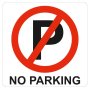 No Parking Symbolic Sign - Printed On White Acp 150 X 150MM