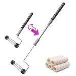 Pinstone House Paint Roller Kit 9 Inch Extendable Roller Frame With 5 Microfiber Replacement Covers Adjustable Painting Roller 1
