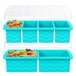 Silicone Freezer Trays With Lid For Soup 1-CUP & 2-CUP Large Ice Cube Molds Food Storage Containers For Meal Prep Freeze 500ML 2