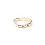 The Leo Half Round Band With Black Diamonds In Yellow Gold - O