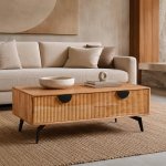 Marjorie Slatted Acacia Wood Coffee Table With Drawers