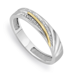 Yellow Gold & Sterling Silver Diamond Men&apos S Wedding Band
