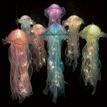 1PC New LED Glowing Handheld Brilliant Jellyfish Light Colorful Ribbon Pearl Lace Flashing Light Room Decoration Light Field Dec