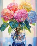 Tucocoo Hydrangea In Glass Vase Window Landscape Paint By Numbers For Adults Beautiful Flower Diy Paint By Numbers Acrylic Paint