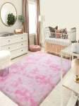 Smte Rug Shaggy Fluffy Carpets Mix Pink With Keychain
