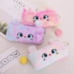 Cute Cat Pattern Large Capacity Zipper Pencil Case Cartoon Creative Simple Female Student Stationery Pencil Case