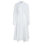 Poplin Pleated Shirt Dress -white